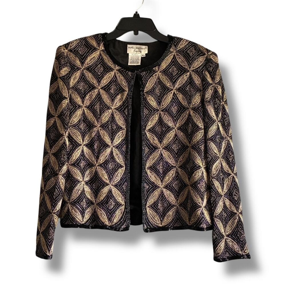 Vintage Papell Boutique Evening beaded cardigan jacket Size XL - Picture 2 of 8